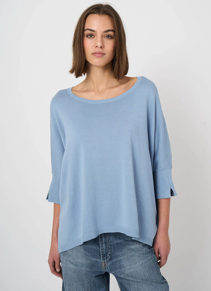 Oversized Cotton Blend Poncho Sweater