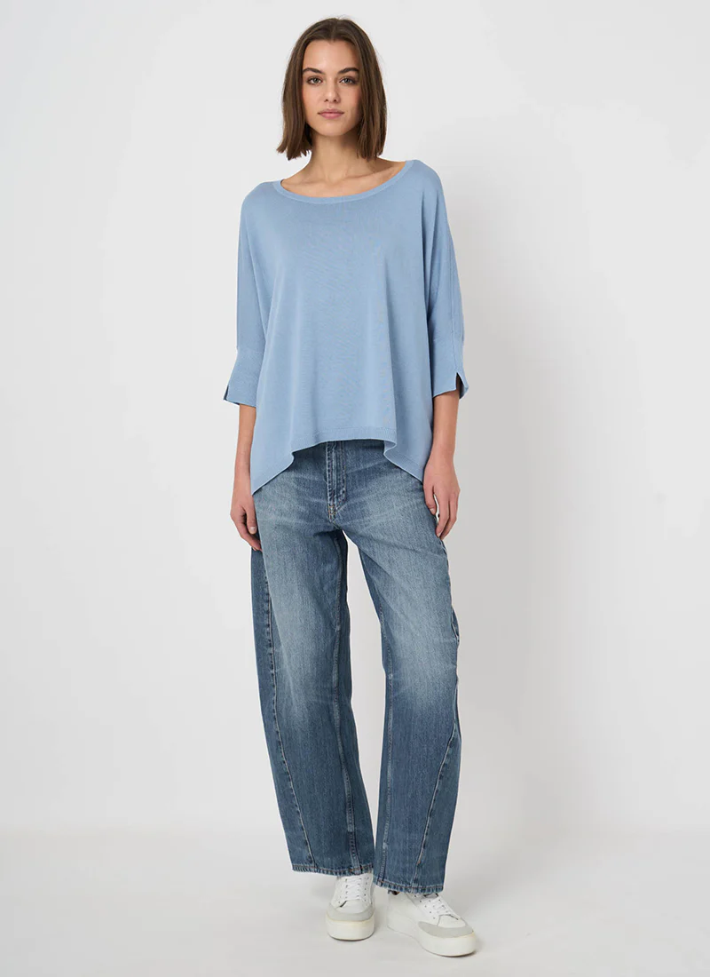 Oversized Cotton Blend Poncho Sweater - Image 5