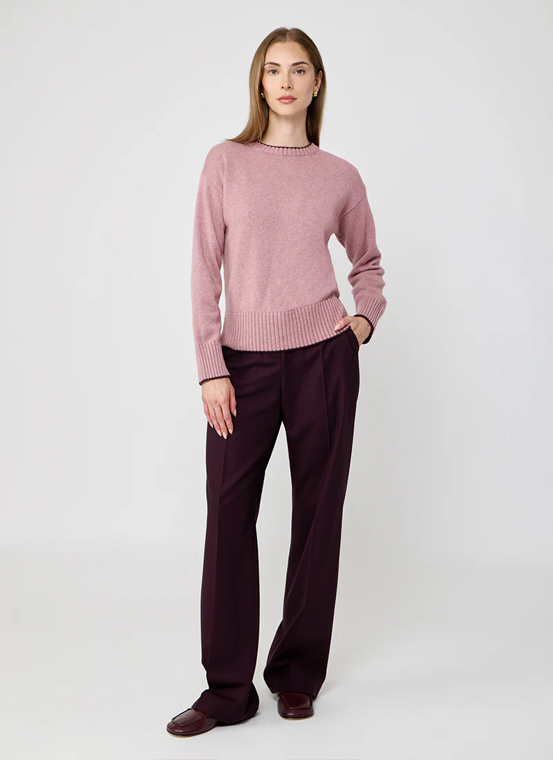Contrast Tipped Cashmere Crew Neck Sweater - Image 5