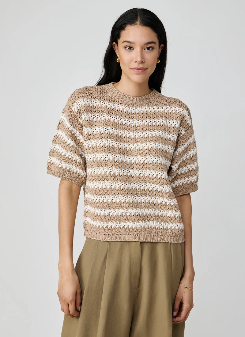 Cotton Boucle Striped Sweater