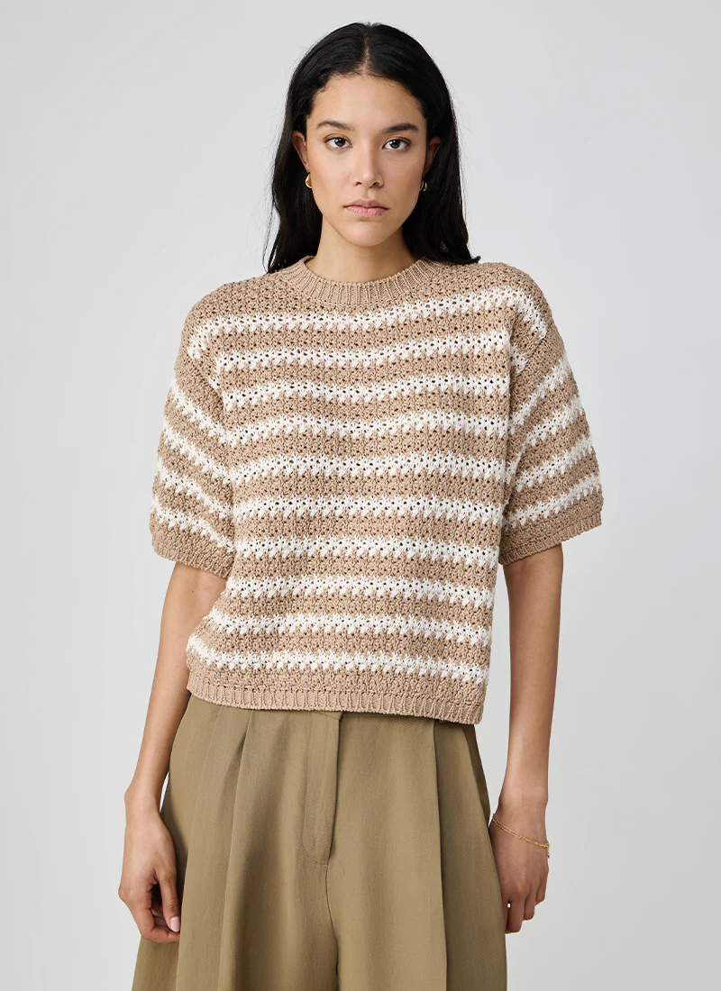 Cotton Boucle Striped Sweater - Image 4