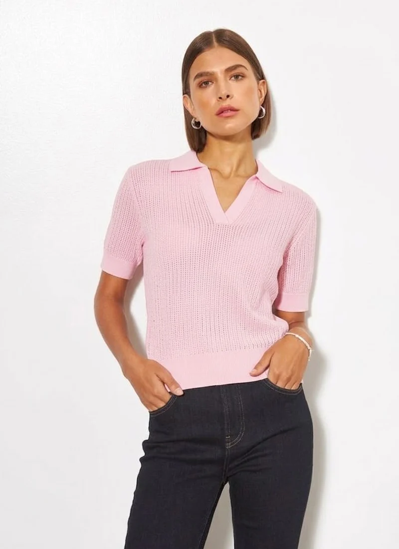 Emery Open Neck Short Sleeve Polo