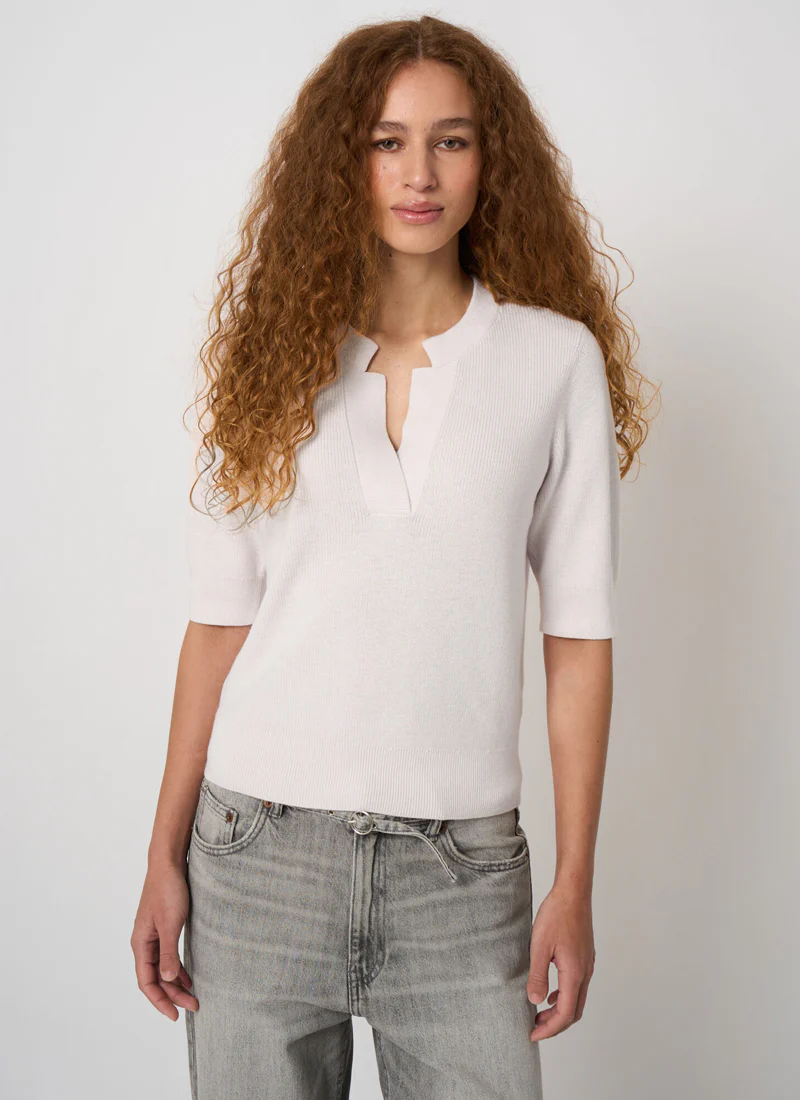Fine Rib Knit Cashmere Cotton Sweater