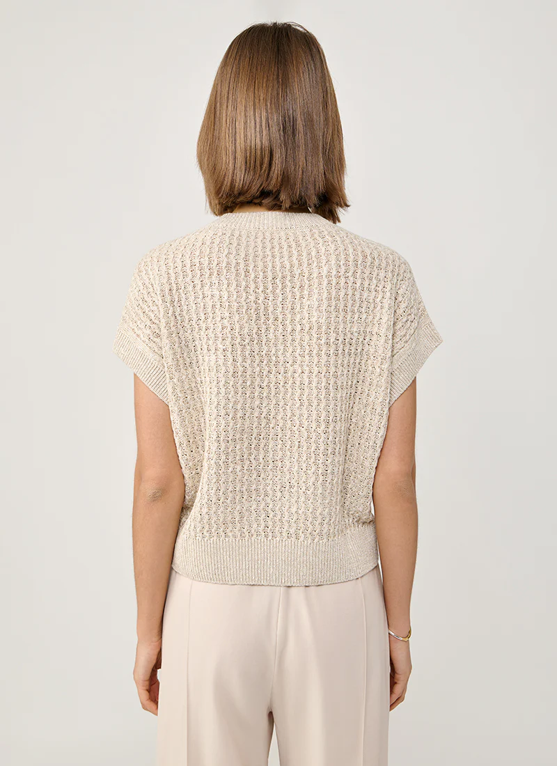 Linen Short Sleeve Crewneck Sweater - Image 3