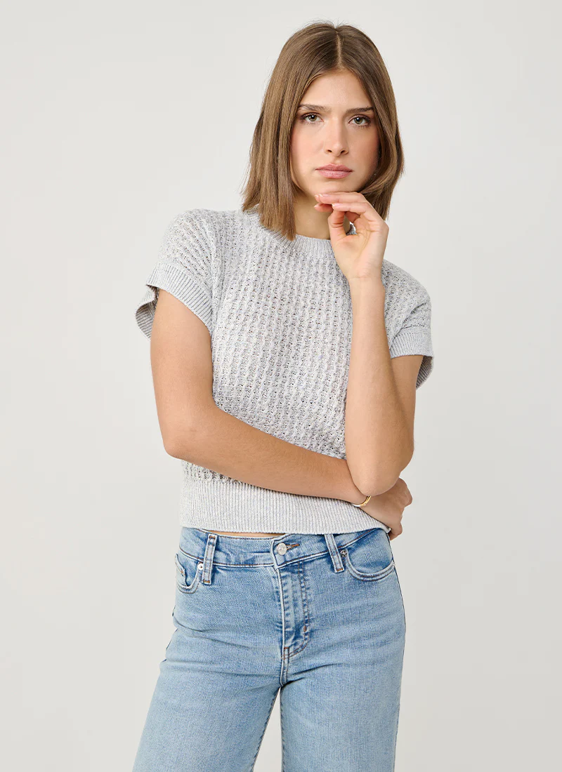 Linen Short Sleeve Crewneck Sweater