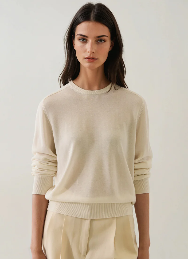Long Sleeve Lyocell Cashmere Saddle Sweater - Image 2