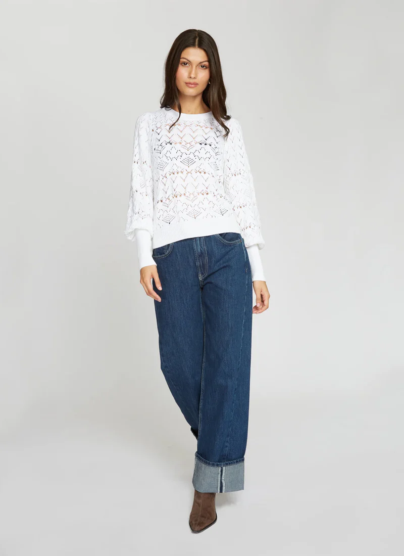 Pointelle Juliette Sleeve Crew Neck Pullover - Image 5