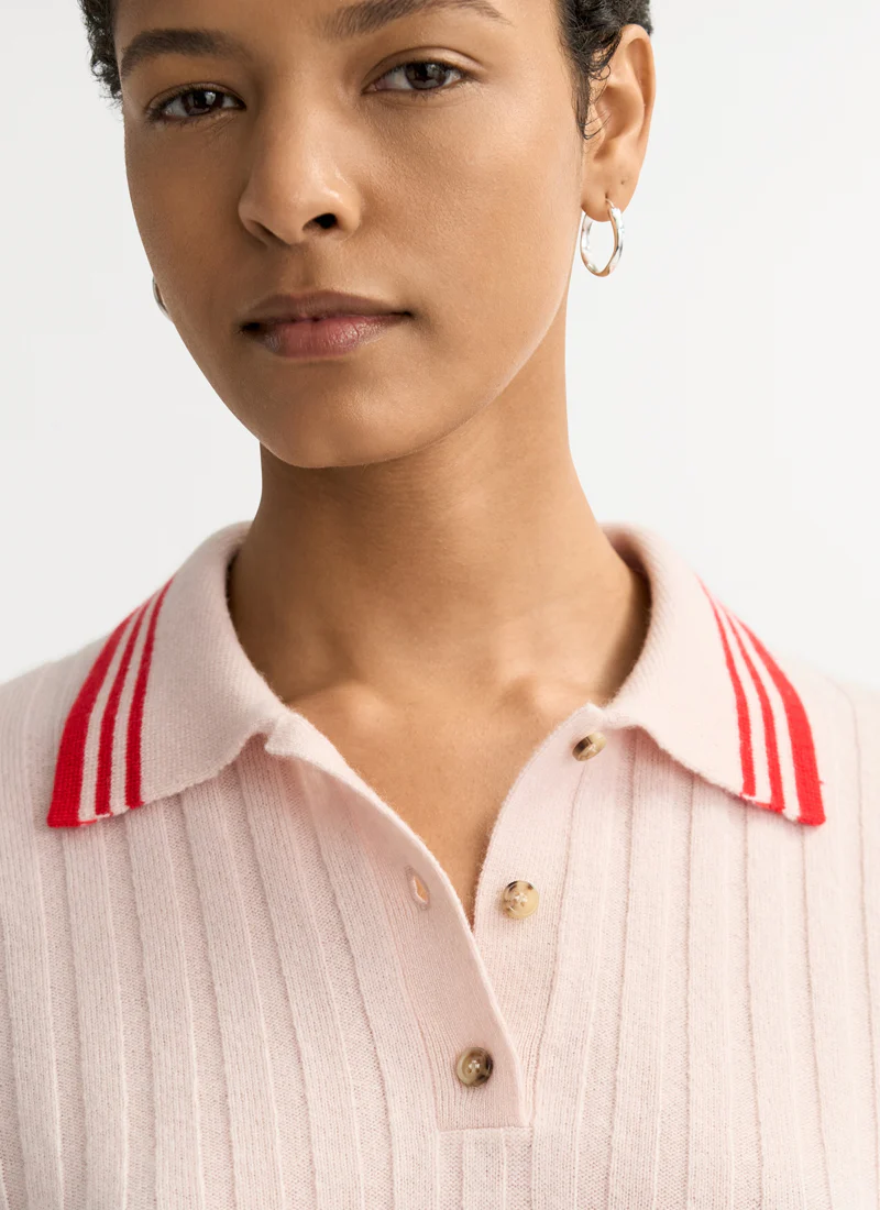 Striped Pique Cashmere Polo - Image 3