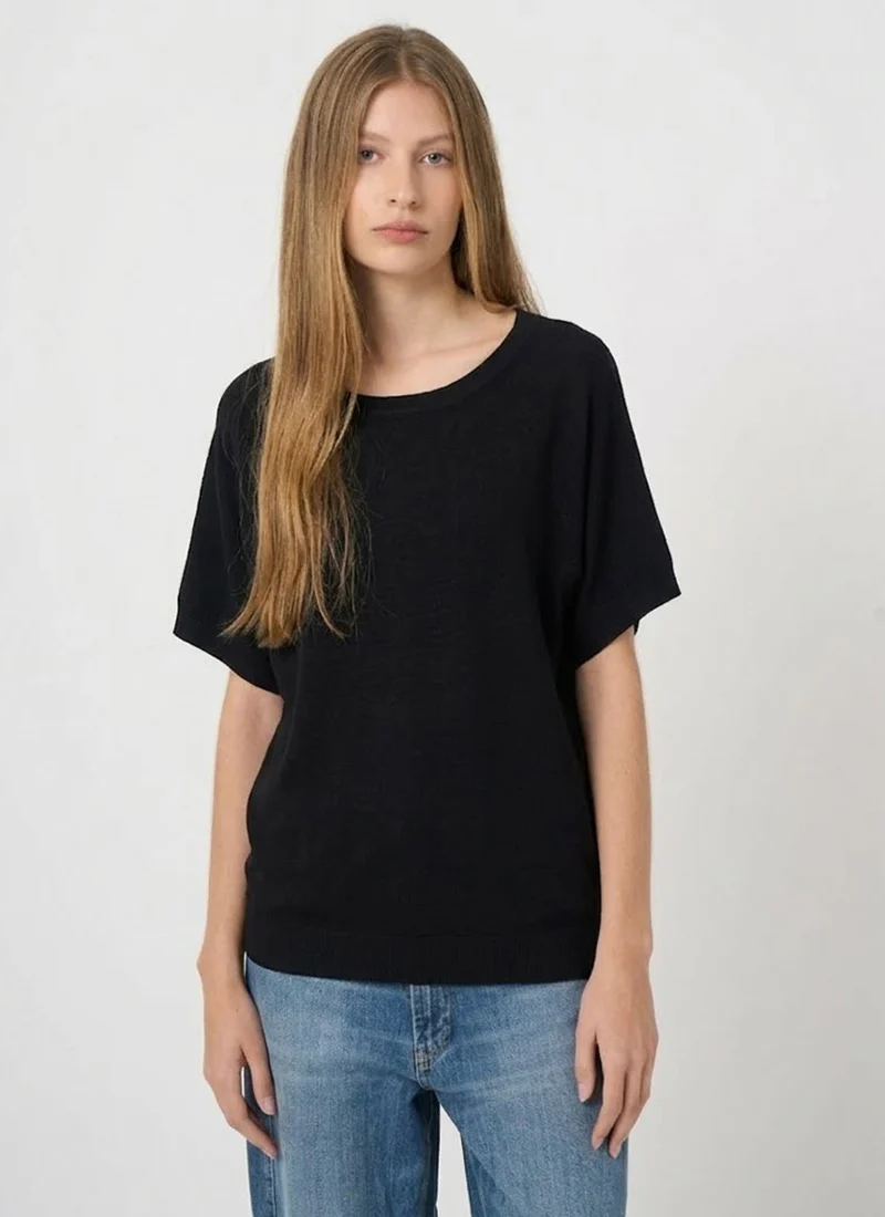 Superfine Cotton Boat-Neck Sweater