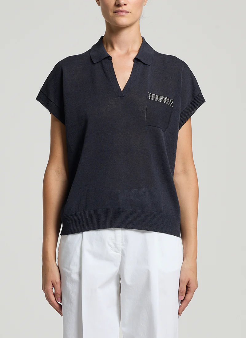 Tricot Crepe Linen Sweater