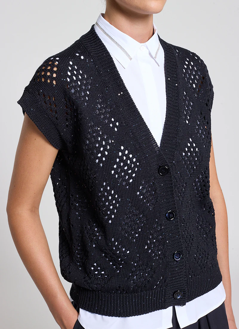 Micro Sequin Sleeveless Cardigan - Image 2