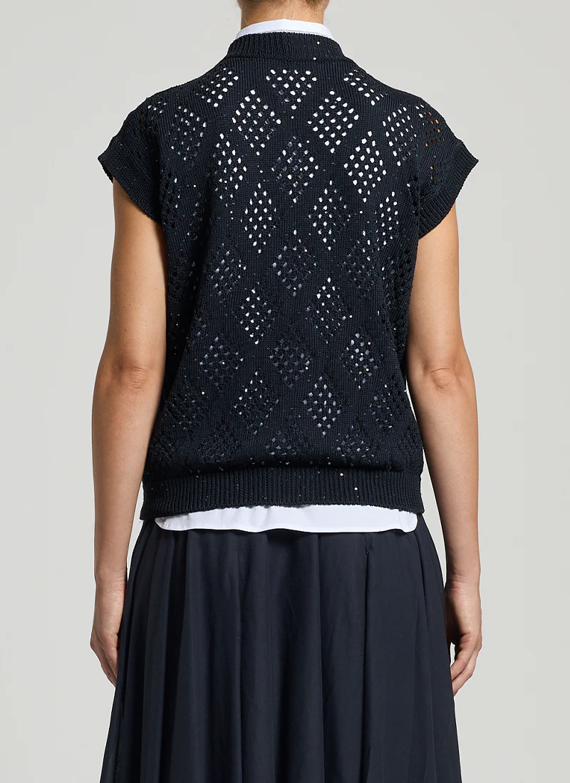 Micro Sequin Sleeveless Cardigan - Image 3
