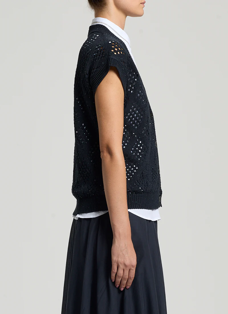 Micro Sequin Sleeveless Cardigan - Image 4
