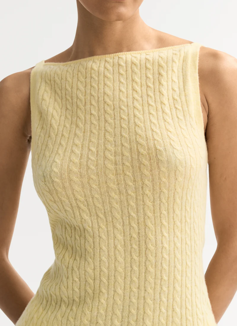 Cable Knit Cashmere Singlet Tank Top - Image 3