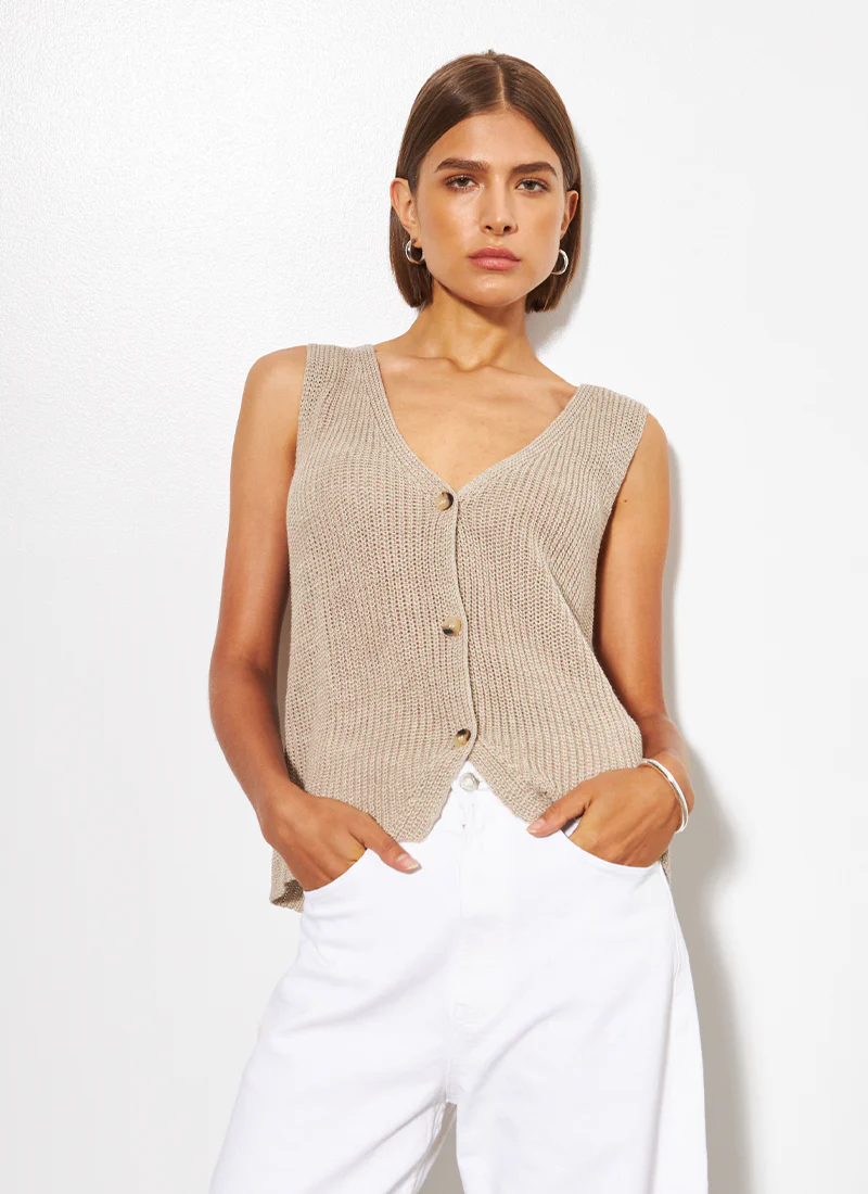 Mira Open Button Knit Vest