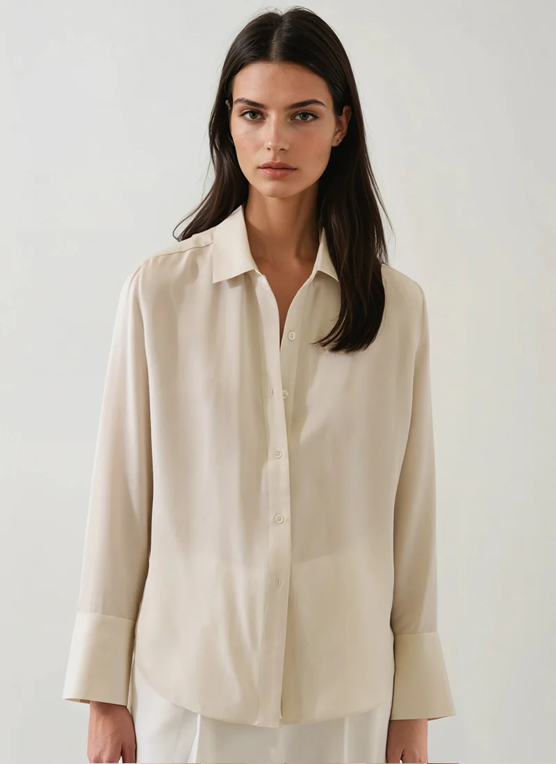 Long Sleeve Silk Relaxed Shirt