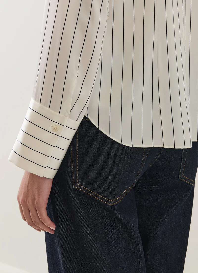 Long Sleeve Silk Satin Relaxed Shirt - Image 2