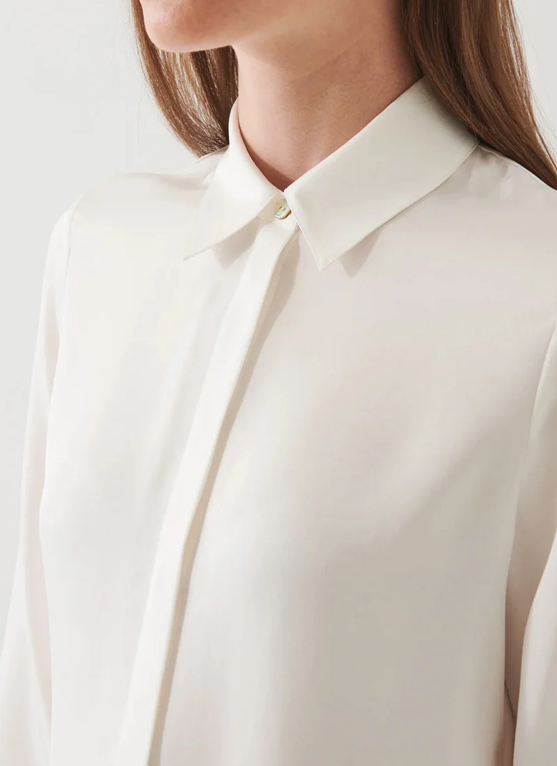 Long Sleeve Slim Silk Shirt - Image 3