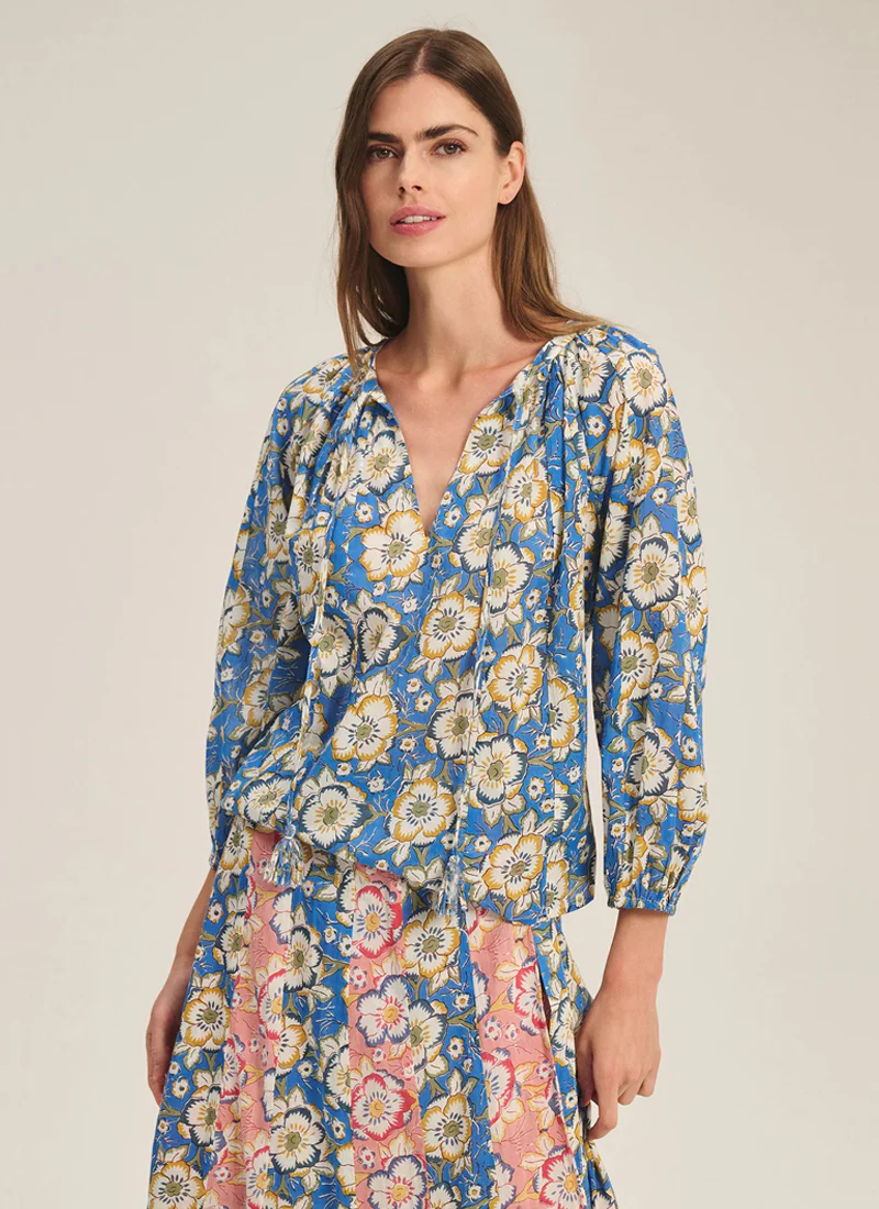 Reese Begonia Cotton Print Top
