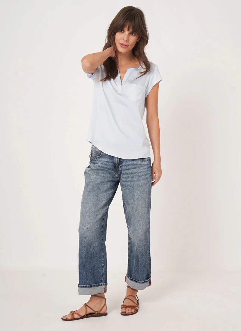 Silk Short Sleeve Blouse - Image 3