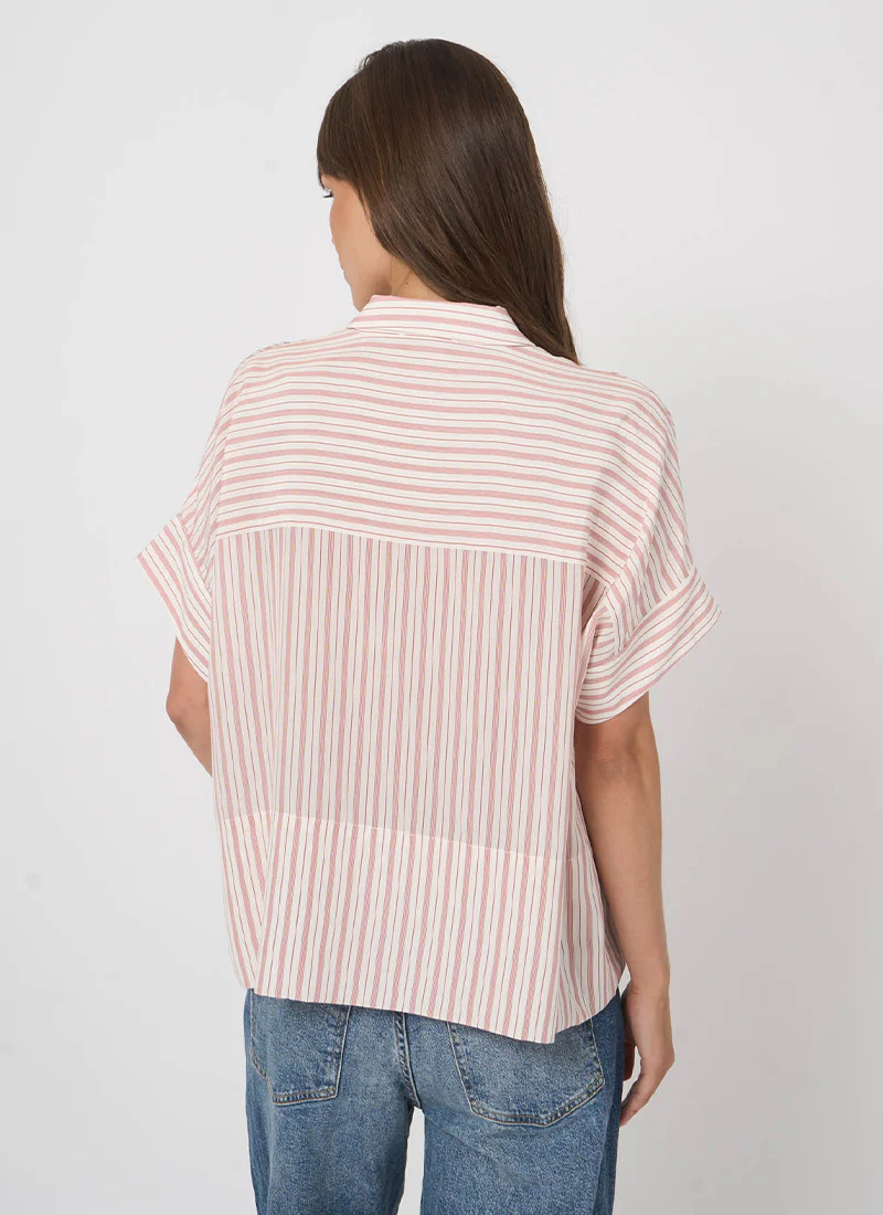 Silk Stripe Short Sleeve Blouse - Image 2