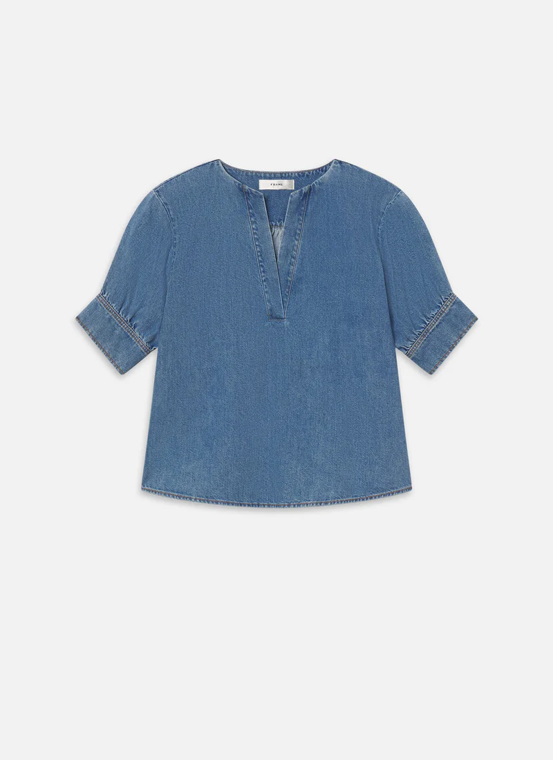 The Denim V-neck Popover Top - Image 7