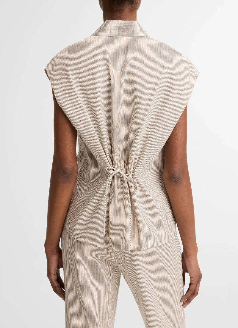 Ticking Stripe Cap Sleeve Blouse - Image 3