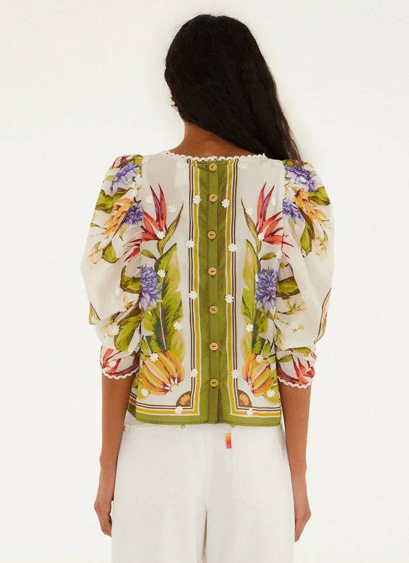 Tropical Scarf Blouse - Image 3