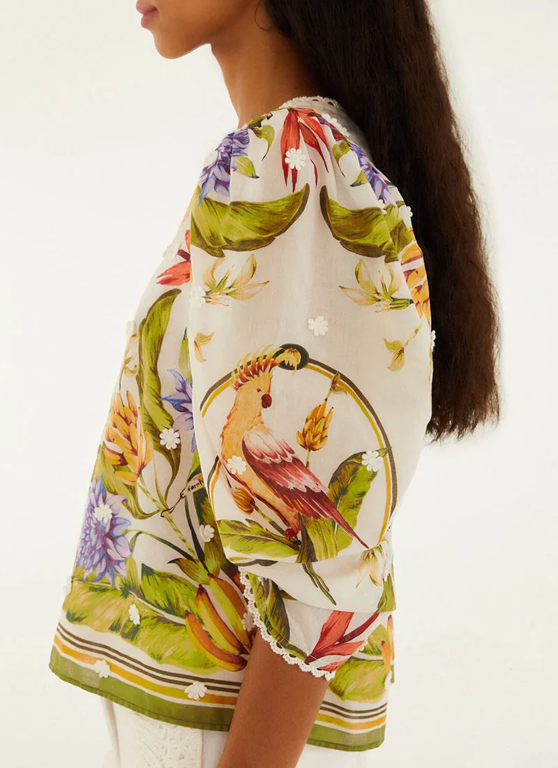 Tropical Scarf Blouse - Image 5