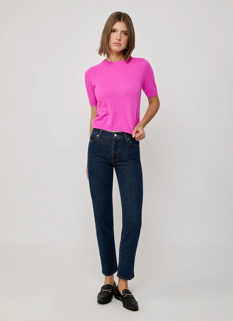 Crop Cashmere Short Sleeve Crew Top - Image 4