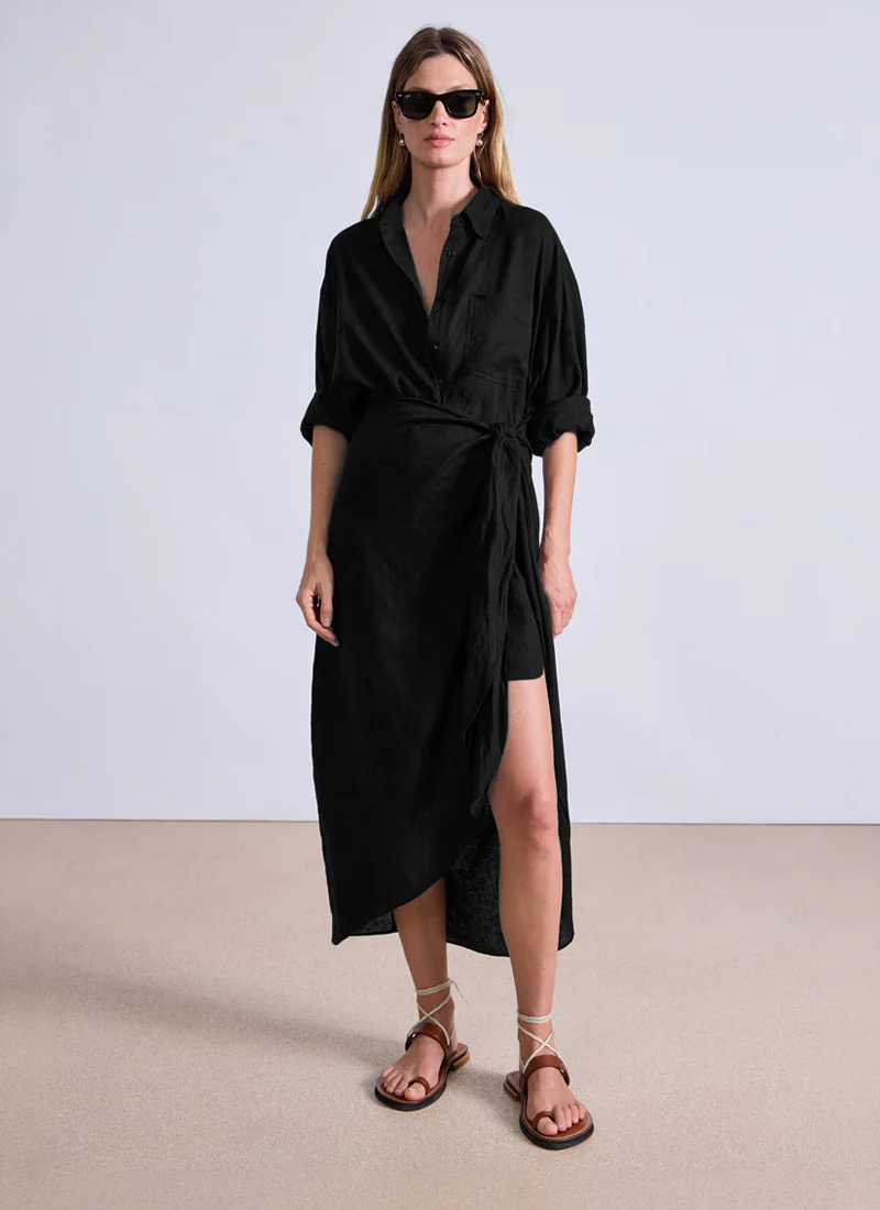 Alessandra Linen Sarong Shirt Dress - Image 4