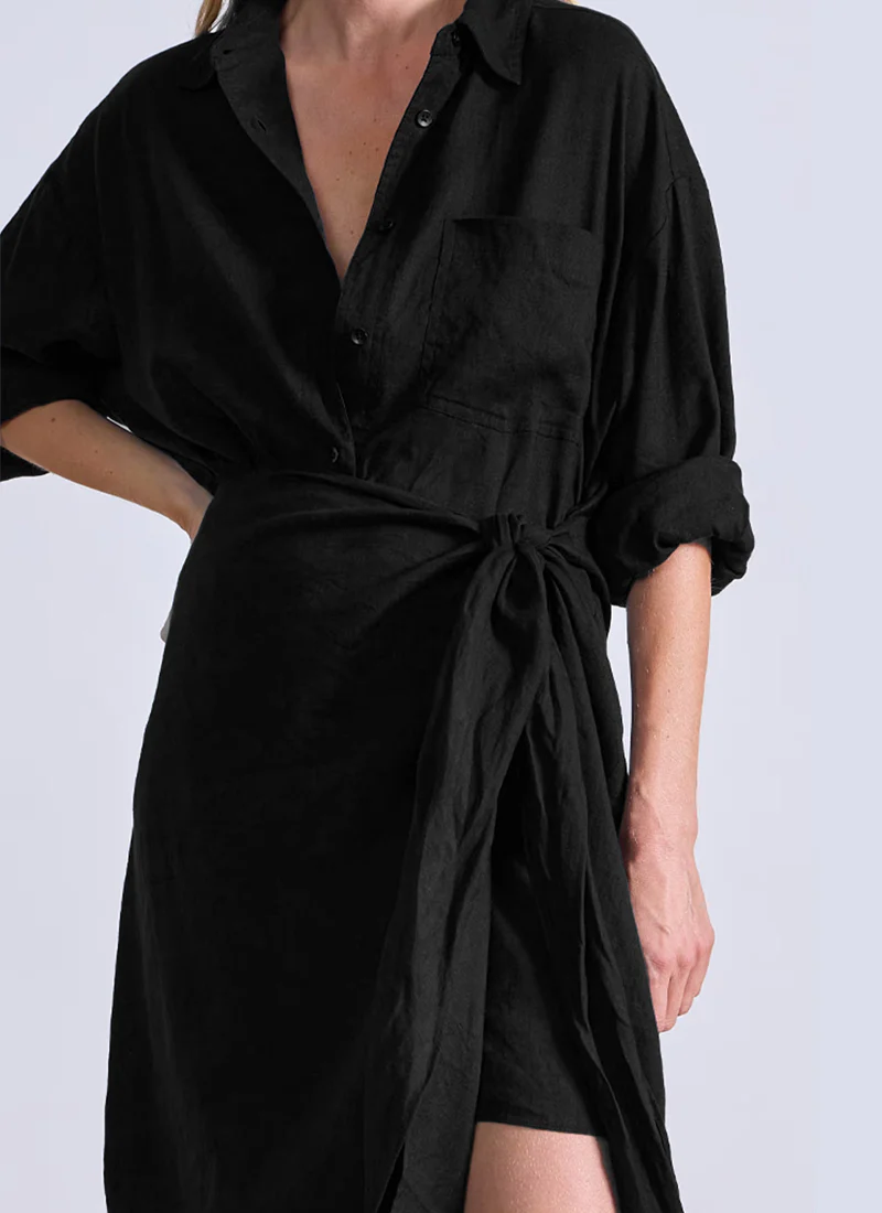 Alessandra Linen Sarong Shirt Dress - Image 6