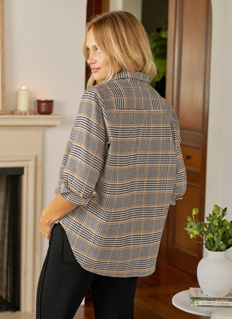 Eileen Relaxed Button Up Shirt Black Plaid - Image 2