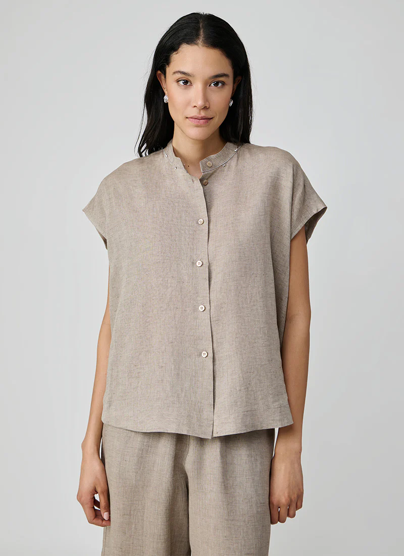 Linen Sleeveless Shirt