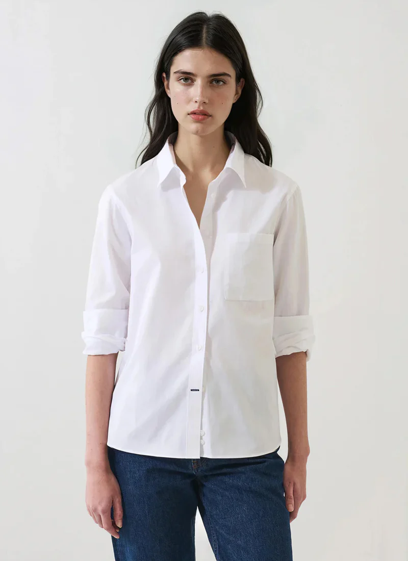 Long Sleeve Cotton Boyfriend Pocket Shirt