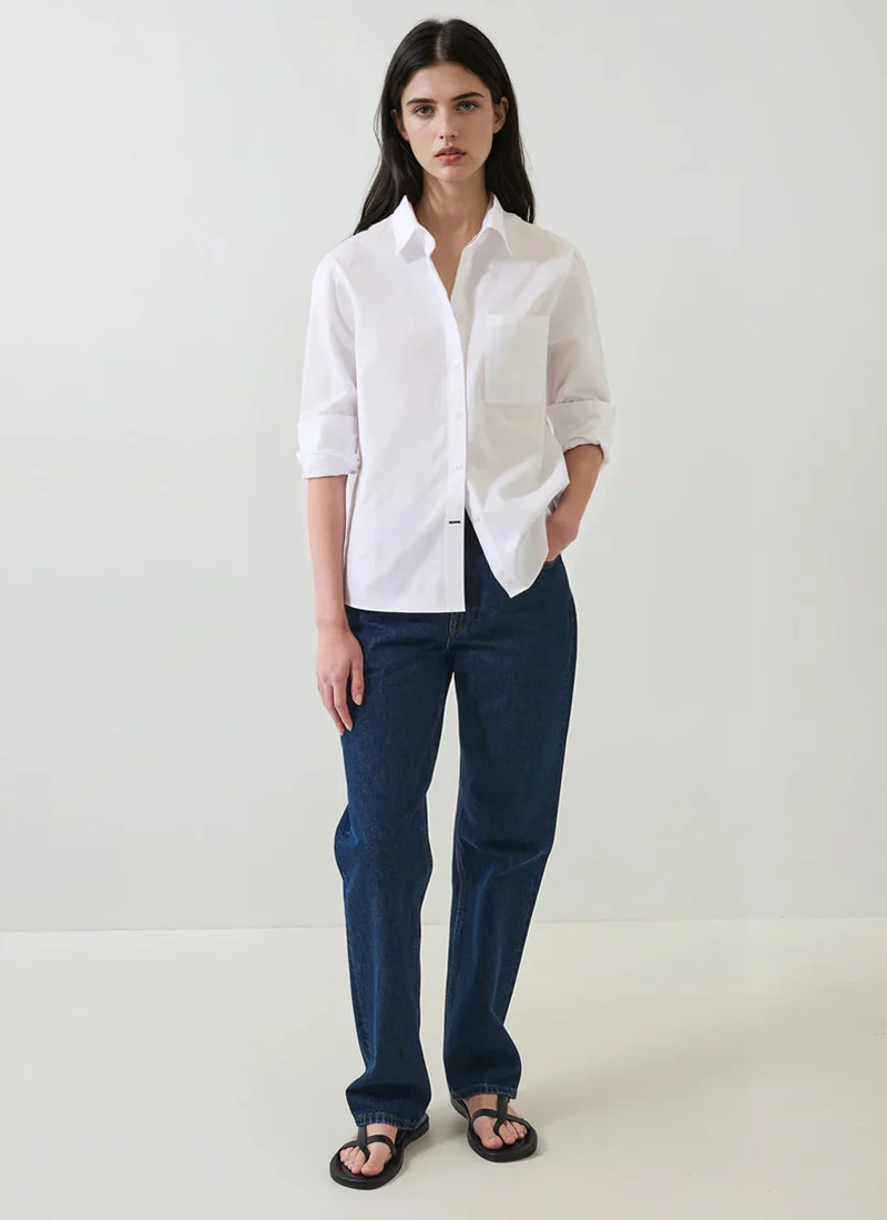 Long Sleeve Cotton Boyfriend Pocket Shirt - Image 4