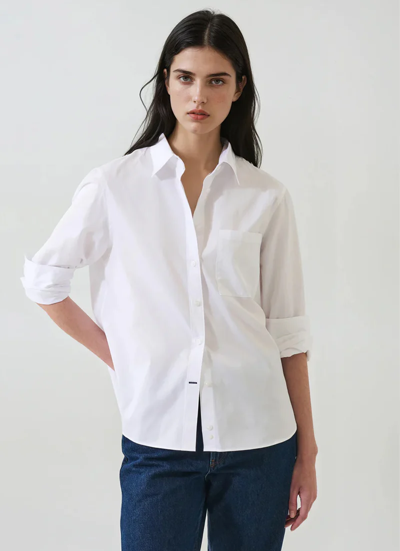 Long Sleeve Cotton Boyfriend Pocket Shirt - Image 6