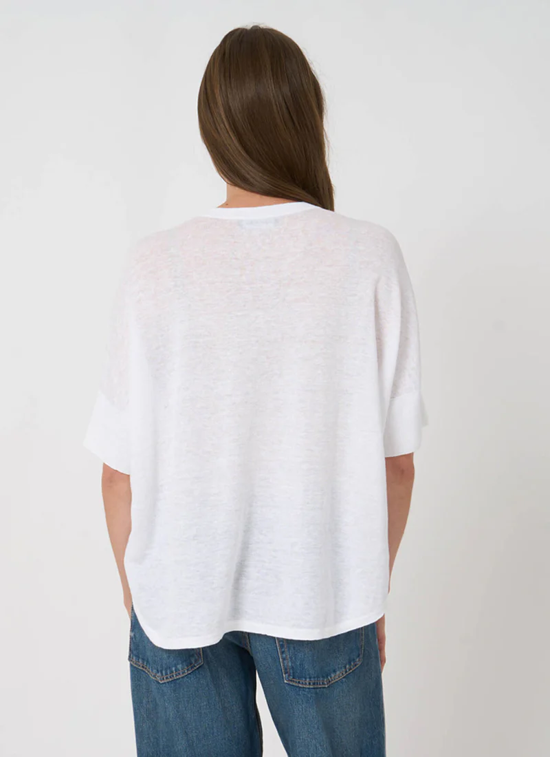 Linen Slit Neck Poncho Top - Image 2