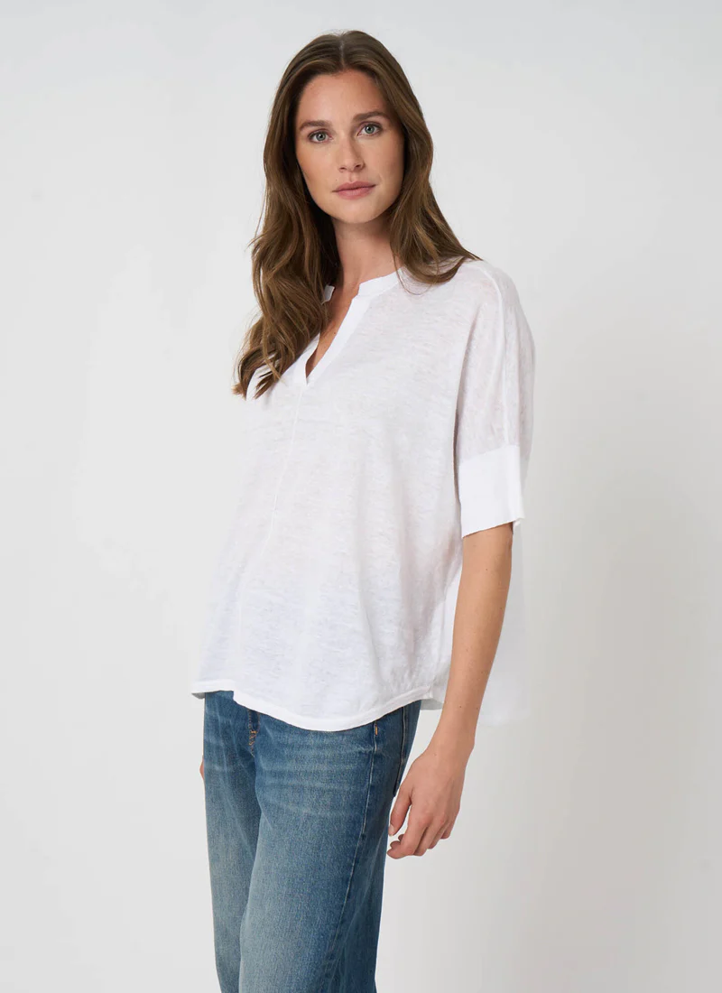 Linen Slit Neck Poncho Top - Image 7