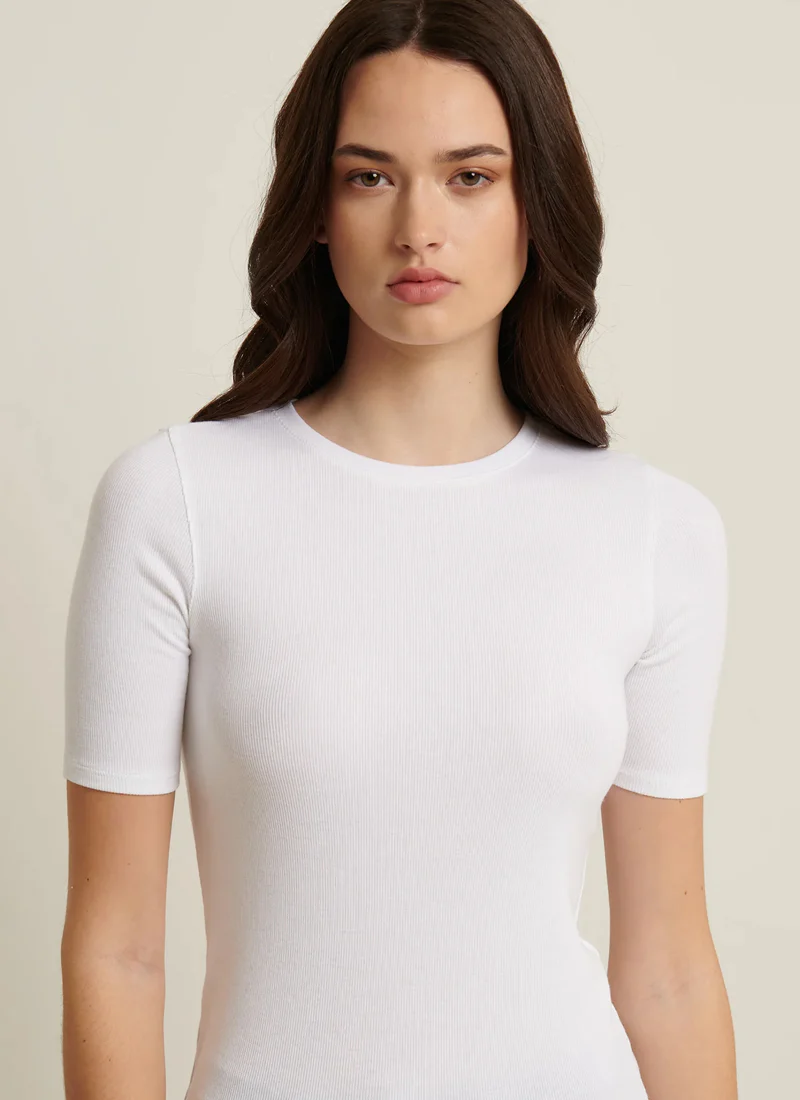 Short Sleeve Cotton Modal Rib Crew Neck T-Shirt - Image 5