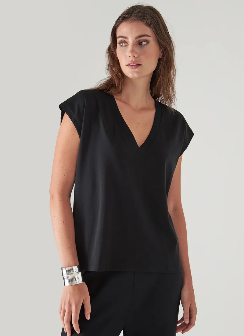 Short Sleeve Iconic V Neck Dolman Tee