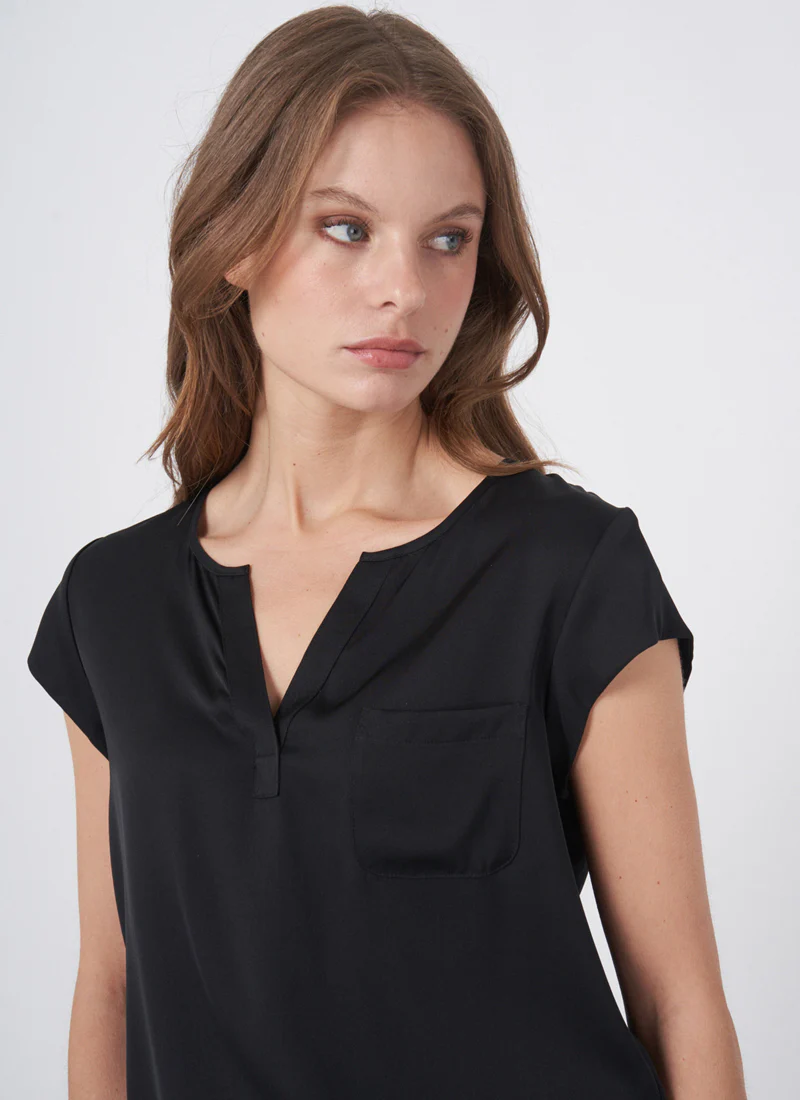 Silk Short Sleeve Blouse - Image 3