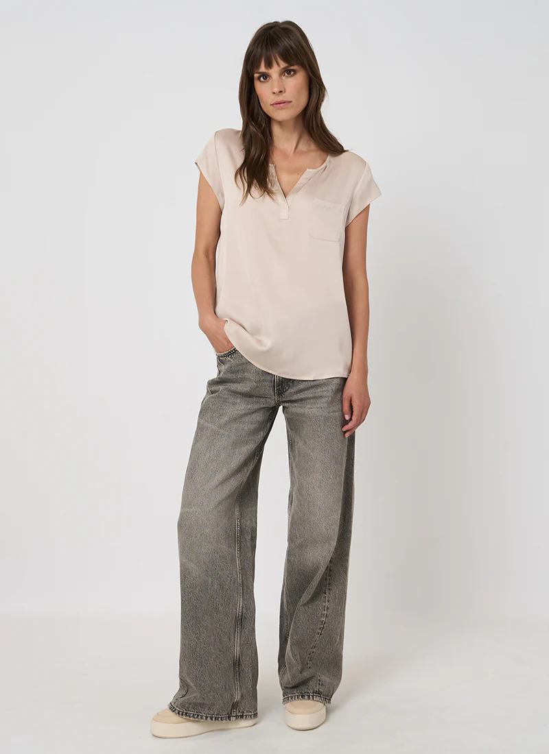 Silk Short Sleeve Blouse - Image 3