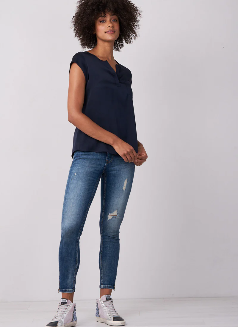 Silk Short Sleeve Blouse - Image 3