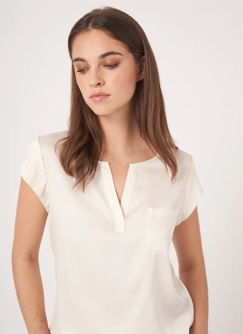 Silk Short Sleeve Blouse - Image 3
