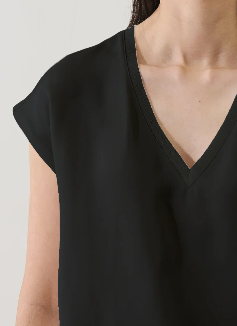 Silk V Neck Dolman Tee - Image 2