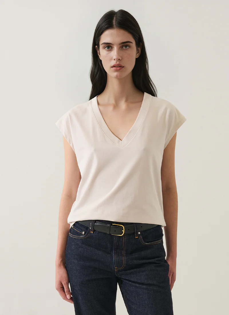 Silk V Neck Dolman Tee