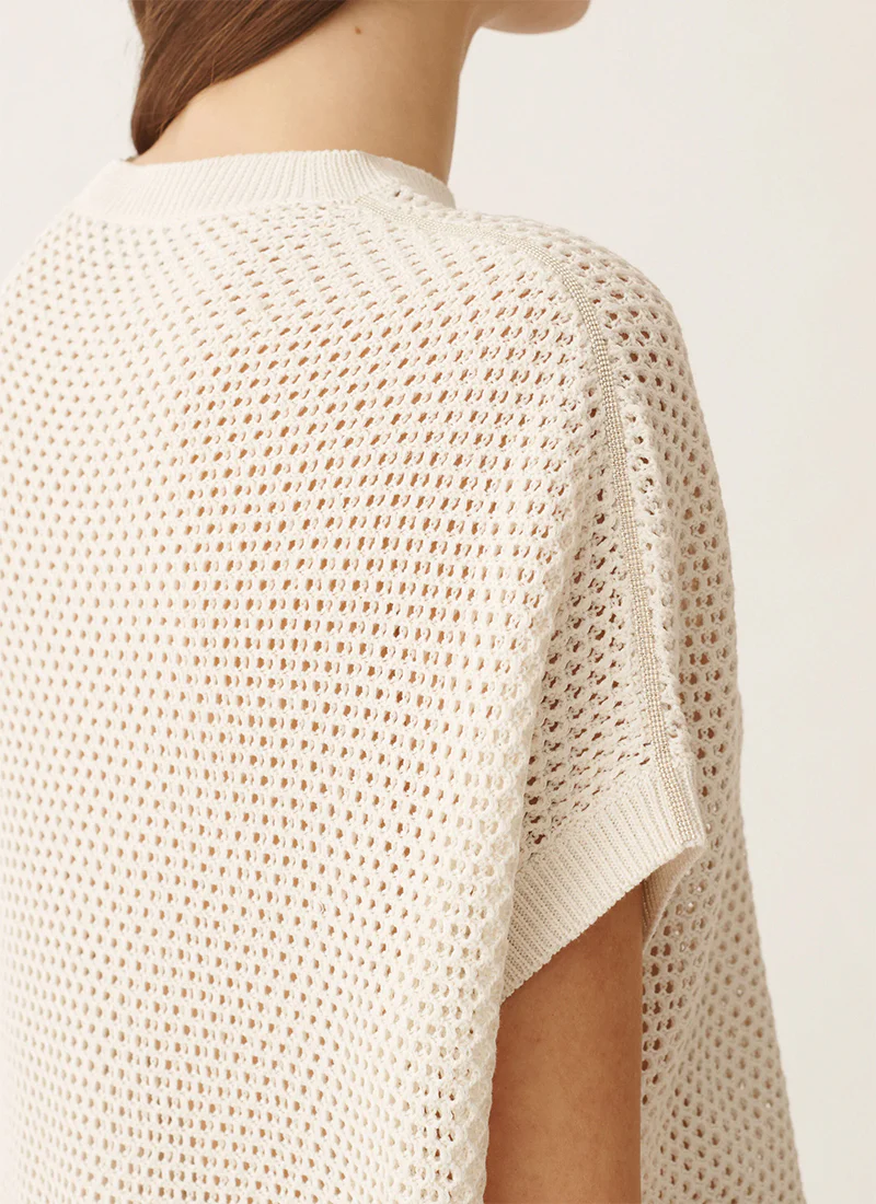 Cotton Viscose Mesh Stitch Crew T-Shirt - Image 2