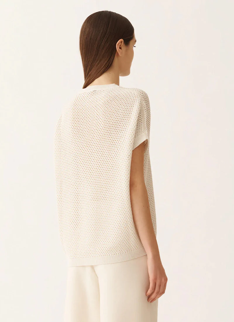 Cotton Viscose Mesh Stitch Crew T-Shirt - Image 3
