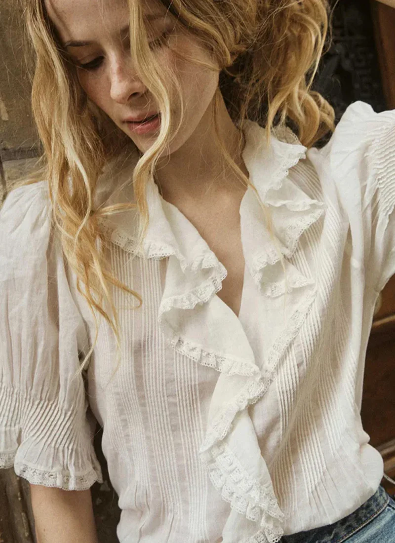 Henri Cotton Short Sleeve Top - Image 2
